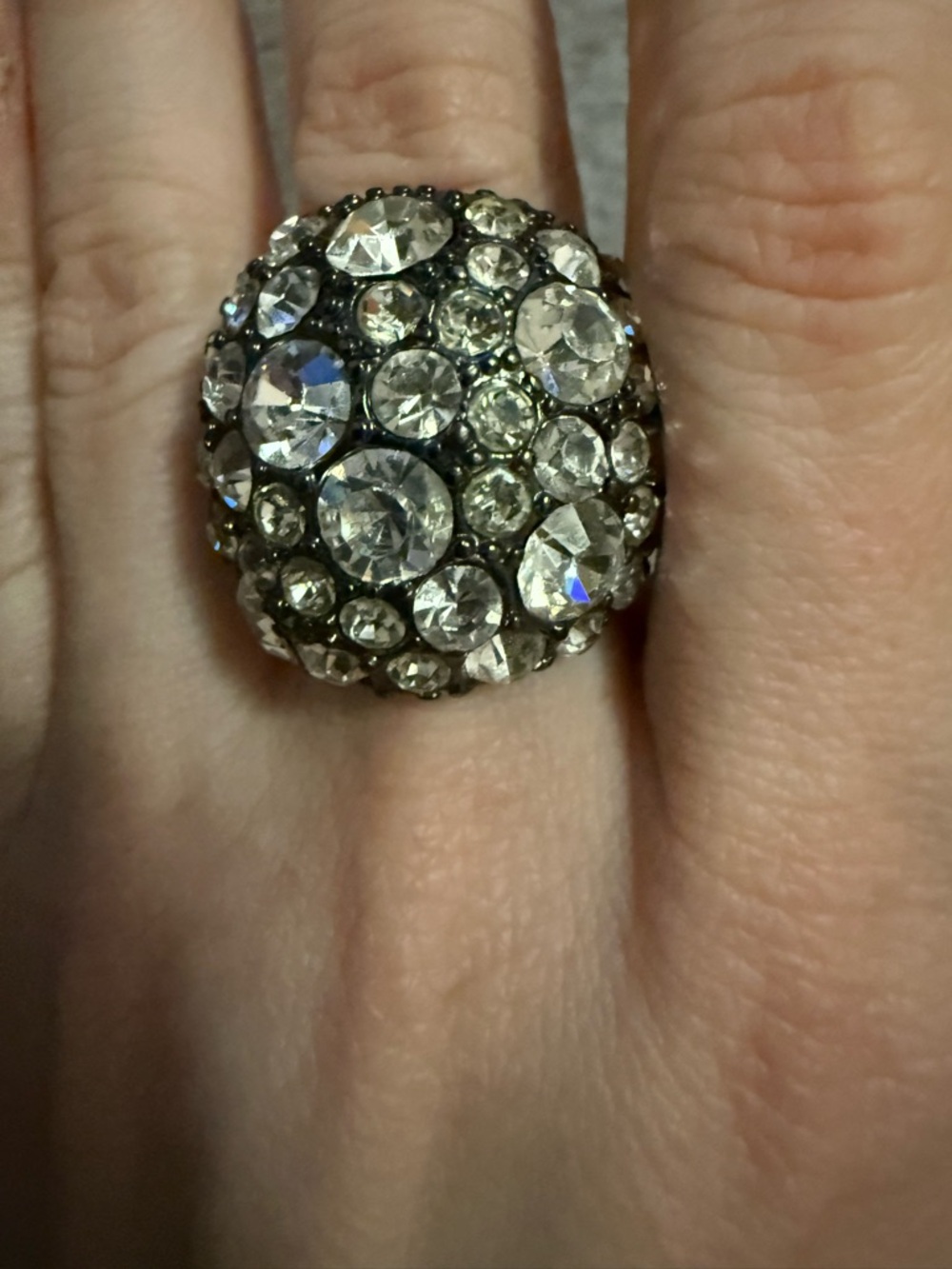 Express Sparkling Dome Ring - Clear Crystal on Silver